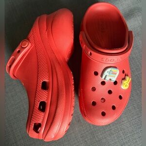 CROCS Kids Red Slippers with Fun Charms